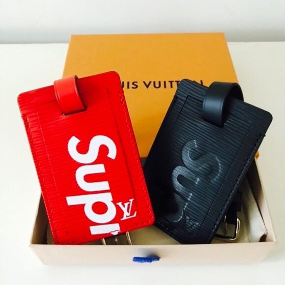 Louis Vuitton x Supreme LIMITED EDITION Black Epi Leather Luggage Tag Hypebeast - Picture 5 of 15